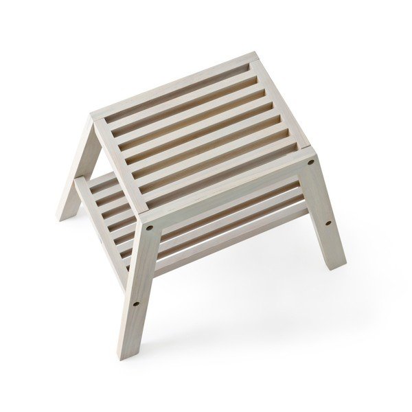 Sivá stolička z dubového dreva Wireworks Slatted Stool-image-3