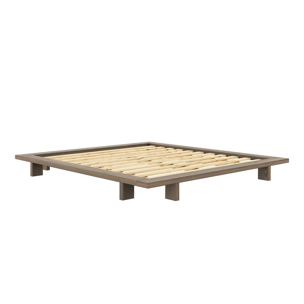 E-shop Hnedá dvojlôžková posteľ z borovicového dreva s roštom 180x200 cm Japan – Karup Design