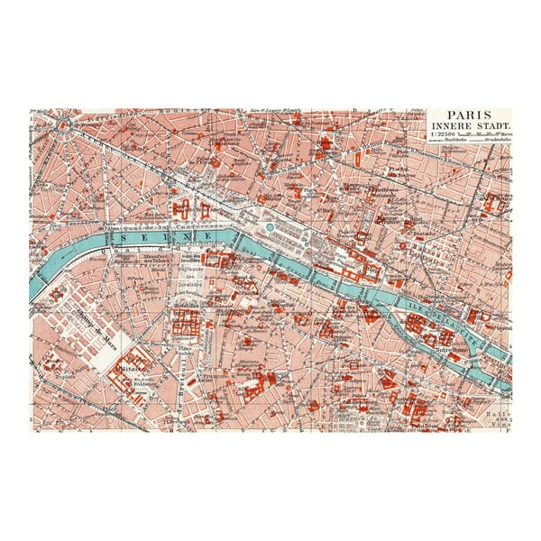 Obraz Homemania Maps Paris, 70 × 100 cm