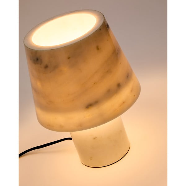 Mramorová stolová lampa slonovinová s mramorovým tienidlom (výška 27 cm) Alaro – Kave Home-image-2