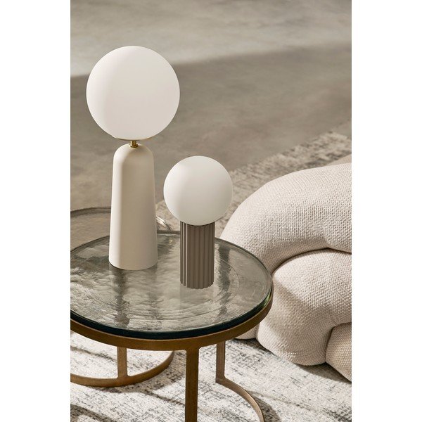 Biela kovová stolová lampa so skleneným tienidlom (výška  51 cm) Delphine – Bizzotto-image-1