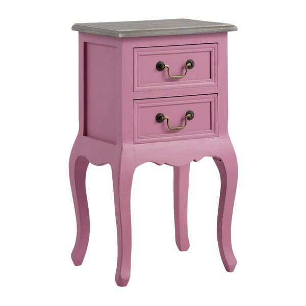 Ružový nočný stolík z masívneho dreva s 2 zásuvkami 13Casa Adele
