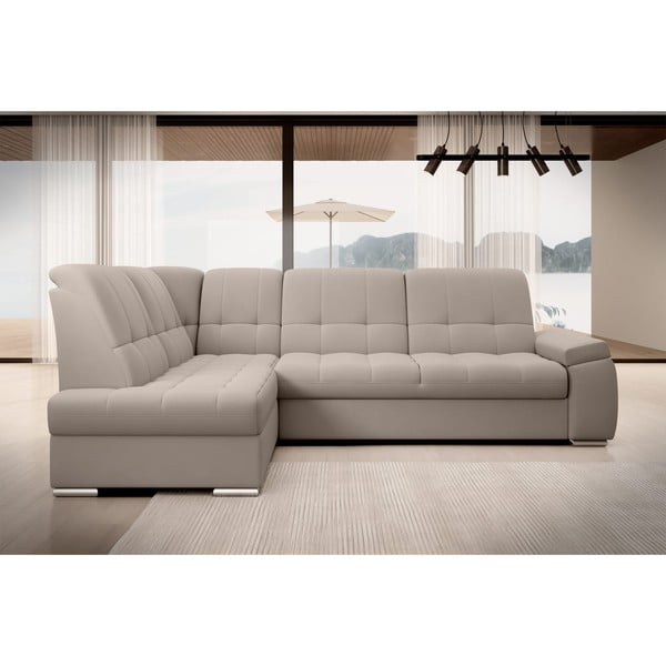 Béžová zamatová rozkladacia/s úložným priestorom rohová pohovka (ľavý roh/do L) Sado – ELTAP-image-3