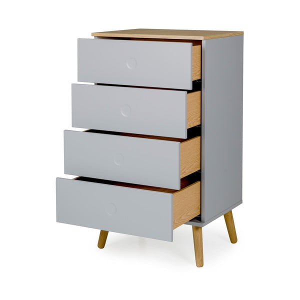 Sivá skrinka s detailmi v dekore dubového dreva Tenzo Dot, šírka 55 cm-image-3