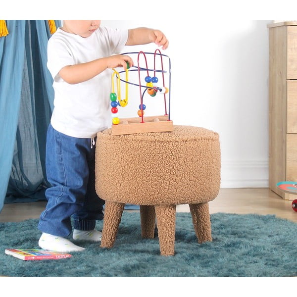 Hnedý detský puf z textílie bouclé Moouv – Artie-image-4