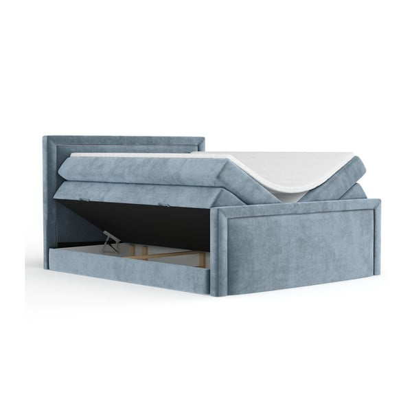 Modrá boxspring posteľ s úložným priestorom 200x200 cm Lavenda – Maison de Rêve-image-3