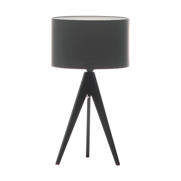 Tmavosivá stolová lampa 4room Artist, čierna lakovaná breza, Ø 33 cm