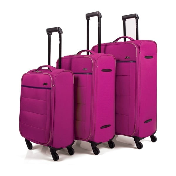 Sada 3 tmavoružových cestovných kufrov na kolieskach Arsamar Davis