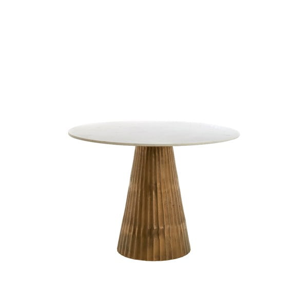 Okrúhly jedálenský stôl v bielej a bronzovej farbe s doskou v dekore mramoru ø 100 cm Leyda – Light & Living-image-4