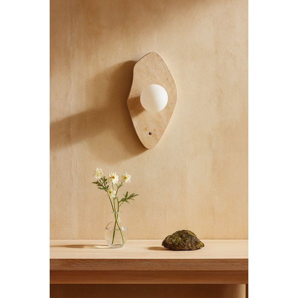 Béžové kamenné nástenné svietidlo ø 10 cm Hilde – Opviq lights-image-2