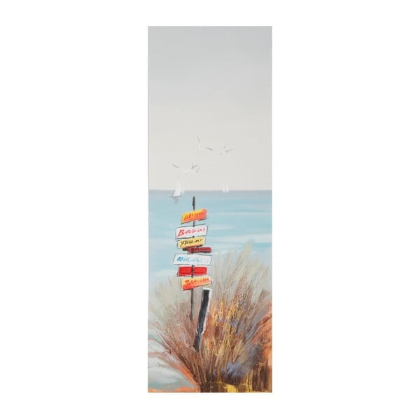 Ručne maľovaný obraz v ráme z borovicového dreva Mauro Ferretti Beach Signpost, 30 × 90 cm