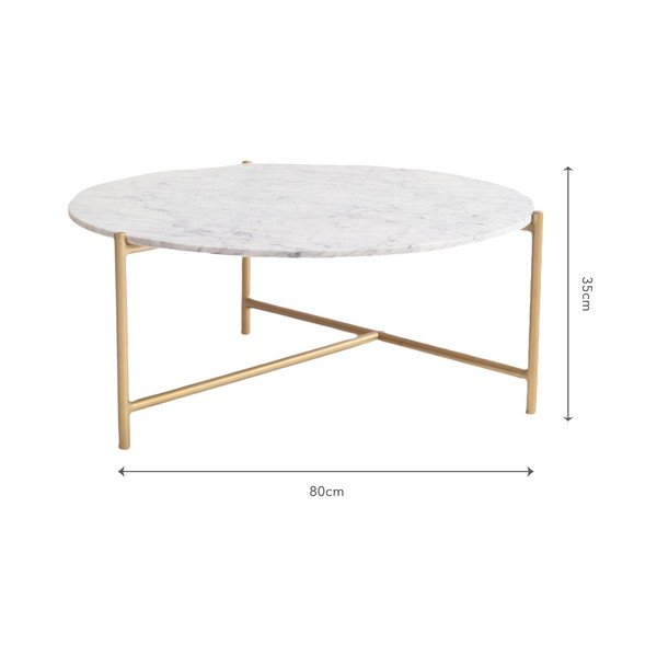 Biely mramorový okrúhly konferenčný stolík ø 80 cm Morgans – Really Nice Things-image-3
