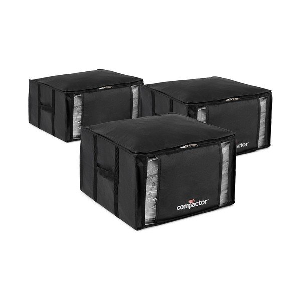 Čierne vákuové plastové úložné boxy v súprave 3 ks 42x40x25 cm Black Edition – Compactor-image-2