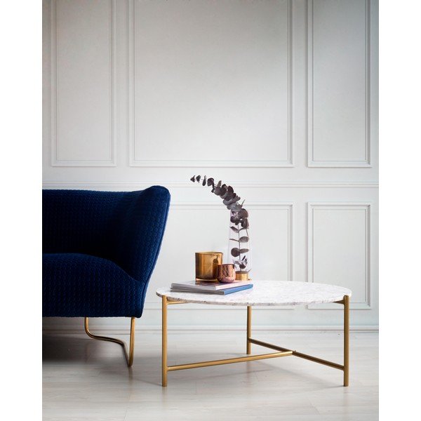 Biely mramorový okrúhly konferenčný stolík ø 80 cm Morgans – Really Nice Things-image-1