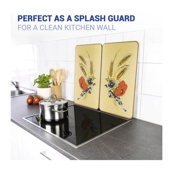 Kryty na sporák v súprave 2 ks z tvrdeného skla 52x30 cm Corn-Flowers - Maximex-image-4