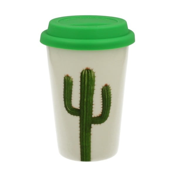 Cestovný porcelánový hrnček s viečkom Duo Gift Cactus, 380 ml