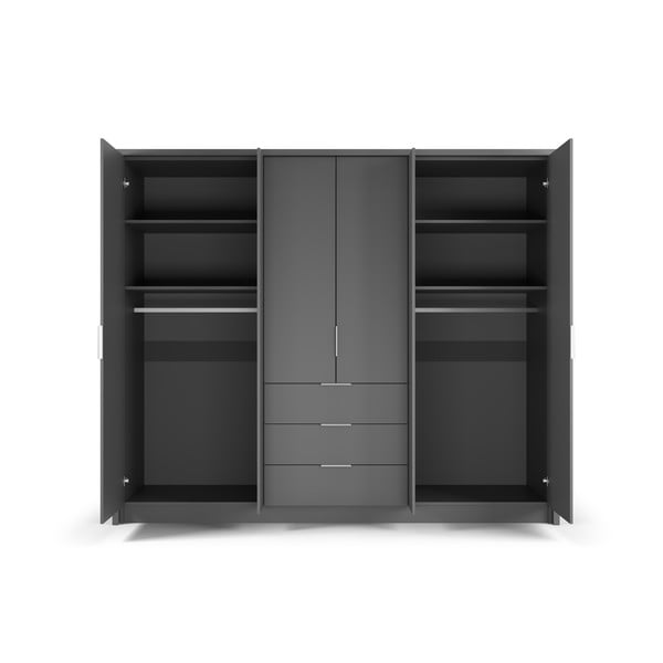 Sivá šatníková skriňa 255x217 cm Wells - Cosmopolitan Design-image-4