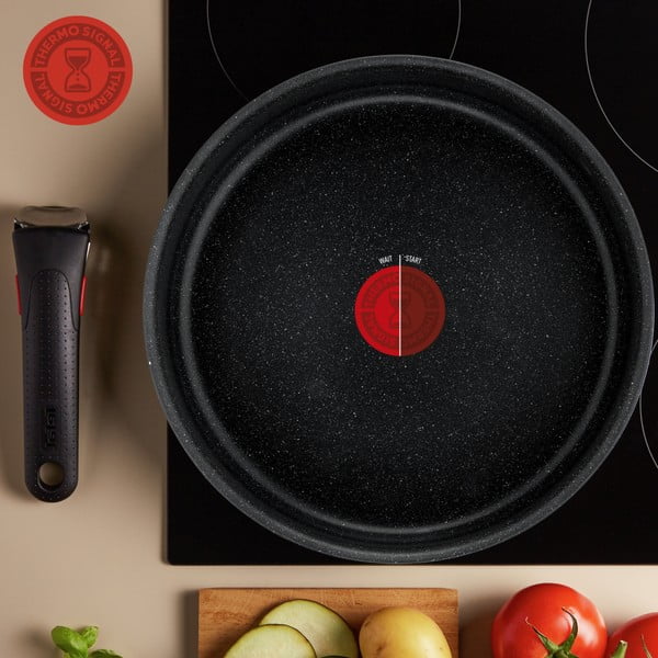 Hliníkové hrnce v súprave 3 ks s nepriľnavým povrchom/s odnímateľnou rukoväťou na indukčný varič INGENIO Black stone L3998902 – Tefal-image-1