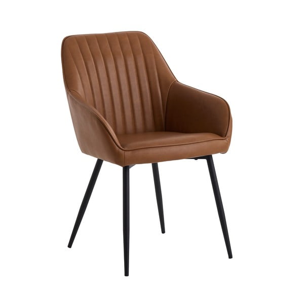 Hnedé čalúnené jedálenské kreslá v súprave s podrúčkami 2 ks Nolan Stripe – Unique Furniture