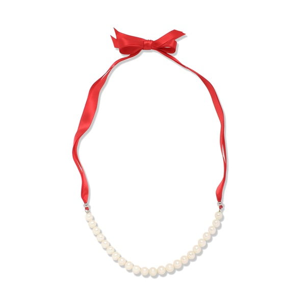Perlový náhrdelník na červenej stužke Nova Pearls Copenhagen Mara de Vida