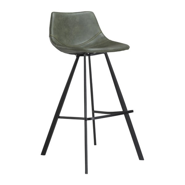 Zelená barová stolička z eko kože s čiernou kovovou podnožou DAN–FORM Denmark Pitch