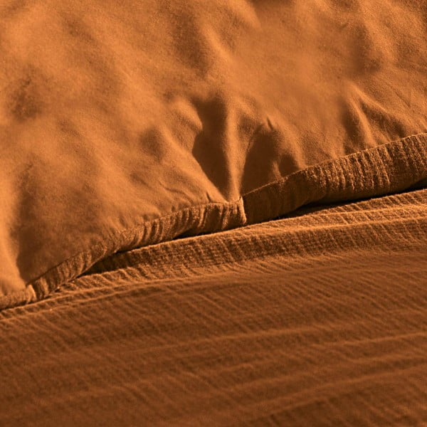 Oranžové/hnedé mušelínové obliečky na dvojlôžko/predĺžené 240x220 cm Angelia – douceur d'intérieur-image-1