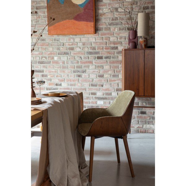 Zelené čalúnené jedálenské kreslo s podrúčkami Taylor – Dutchbone-image-1