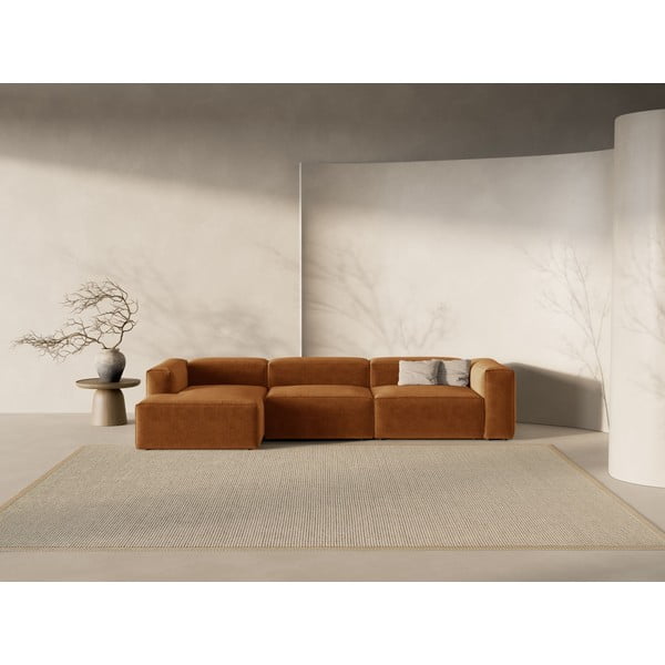 Rohová pohovka v tehlovej farbe (ľavý roh/s leňoškou) Bergamo – Cosmopolitan Design-image-1