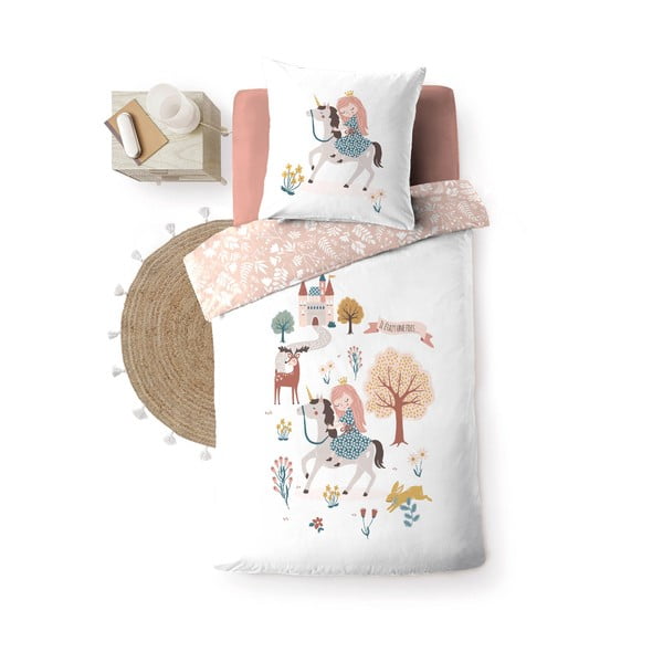 Biele/ružové bavlnené detské obliečky na jednolôžko 140x200 cm Lilibelle – douceur d'intérieur-image-4