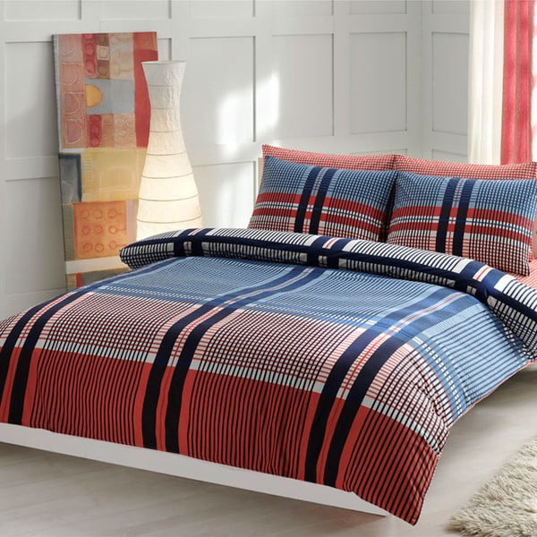 Obliečky Blue and Red Lines s plachtou, 160x220 cm