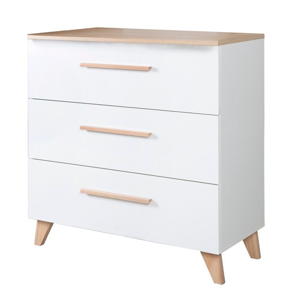 Biela detská komoda s prebaľovacím pultom v dekore duba 88,5x99x76 cm Léon – Roba-image-4