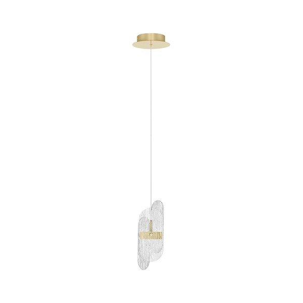 Kovové LED závesné svietidlo so stmievačom v mosadznej farbe so skleneným tienidlom ø 14 cm Lucien – Nova Luce