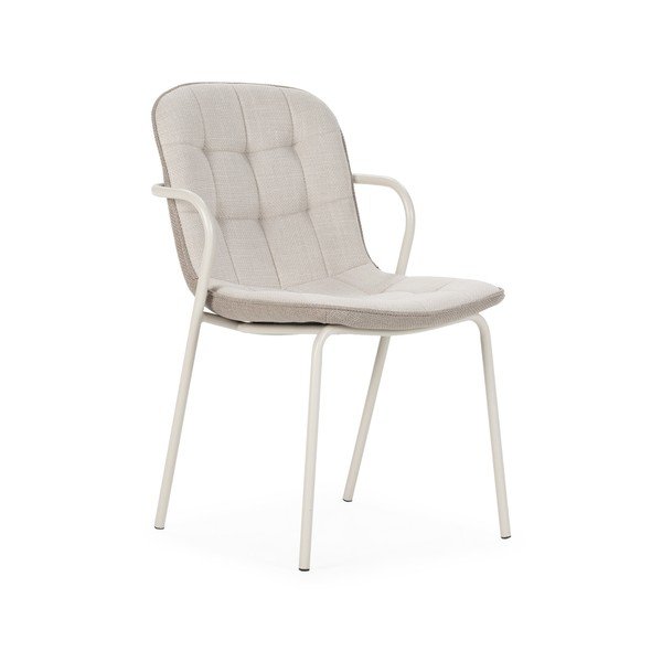 Béžová čalúnená jedálenská stolička s podrúčkami Angie – Marckeric