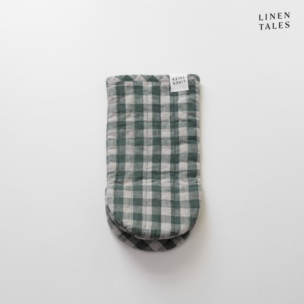 Ľanová kuchynská rukavica Forest Green Gingham – Linen Tales