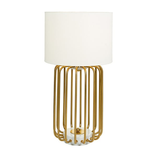 Biela stolová lampa so základňou v zlatej farbe Santiago Pons Pam, ⌀ 35 cm