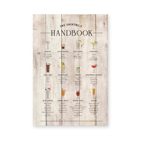Drevená ceduľa 40x60 cm Cocktails Handbook – Really Nice Things