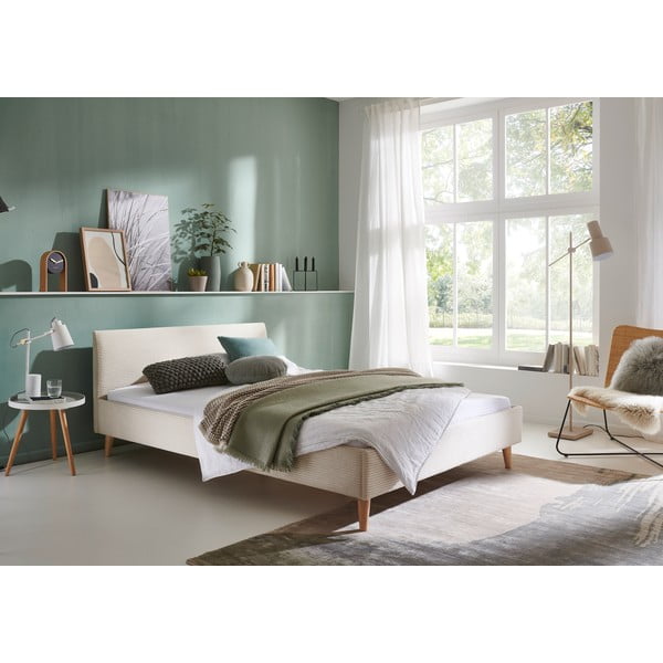 Béžová čalúnená dvojlôžková posteľ bez roštu 140x200 cm Wicki – Meise Möbel-image-1