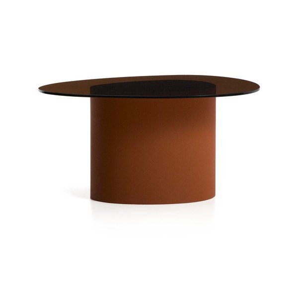 Hnedý konferenčný stolík so sklenenou doskou 74x81,5 cm Olir – Kave Home