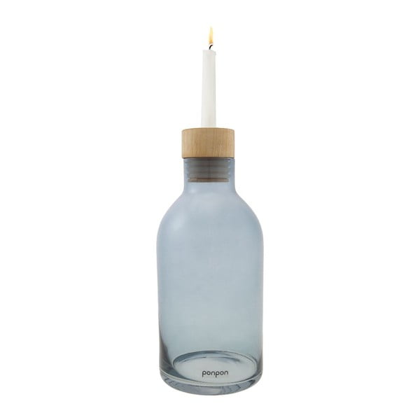 Váza/svietnik Bottle 25,5 cm, modrá
