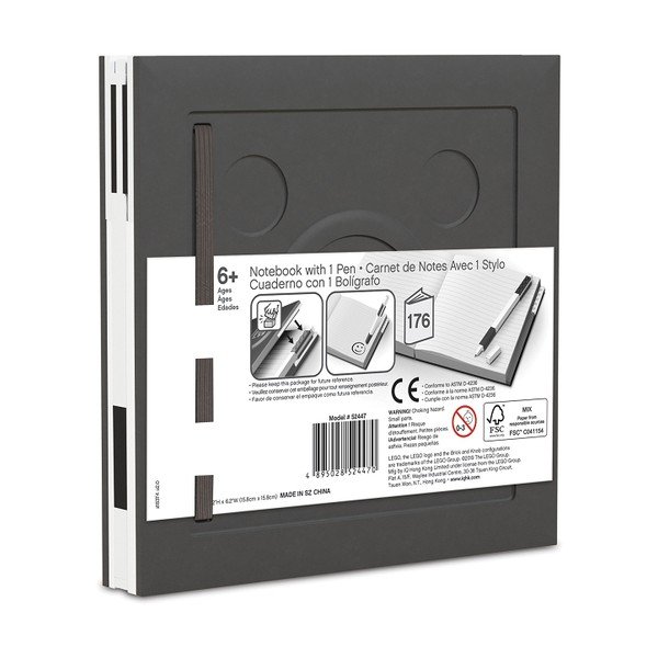 Čierny štvorcový zápisník s gélovým perom LEGO®, 15,9 x 15,9 cm-image-2