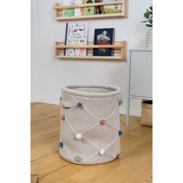 Svetlohnedý látkový detský kôš na hračky ø 30x35 cm Taupe – Kindsgut-image-4