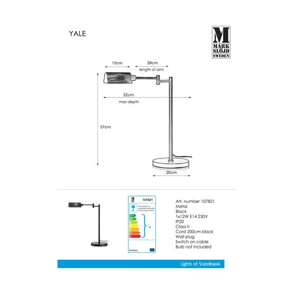 Čierna stolová lampa Markslöjd Yale Table Black-image-2