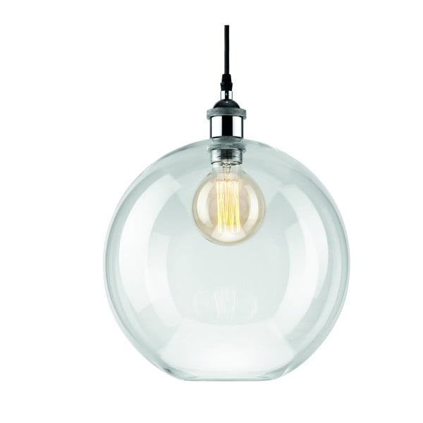 Čierne závesné svietidlo so skleneným tienidlom ø 30 cm Silvia – LAMKUR-image-1