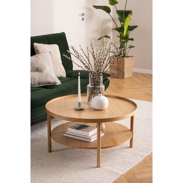 Okrúhly konferenčný stolík v dekore duba v prírodnej farbe ø 80 cm Banbury – Actona-image-2