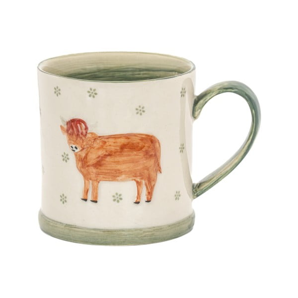 Zelený/béžový hrnček z kameniny 225 ml Cow – Sass & Belle