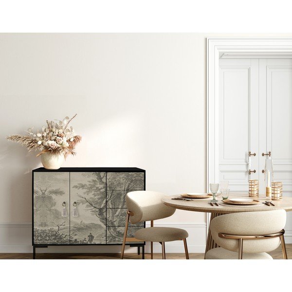 Čierno-béžová nízka komoda 113x84 cm Wilma – Really Nice Things-image-3