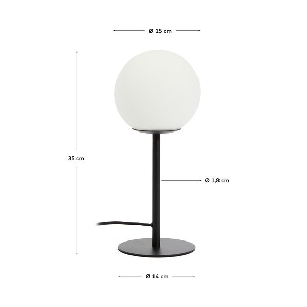 Biela/čierna stolová lampa so skleneným tienidlom (výška  35 cm) Brisia – Kave Home-image-4