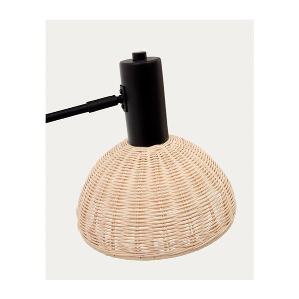Stojacia lampa s ratanovým tienidlom v čierno-prírodnej farbe (výška 157 cm) Damila – Kave Home-image-3