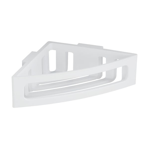 Biela rohová samodržiaca plastová kúpeľňová polička Bralia - Wenko-image-4