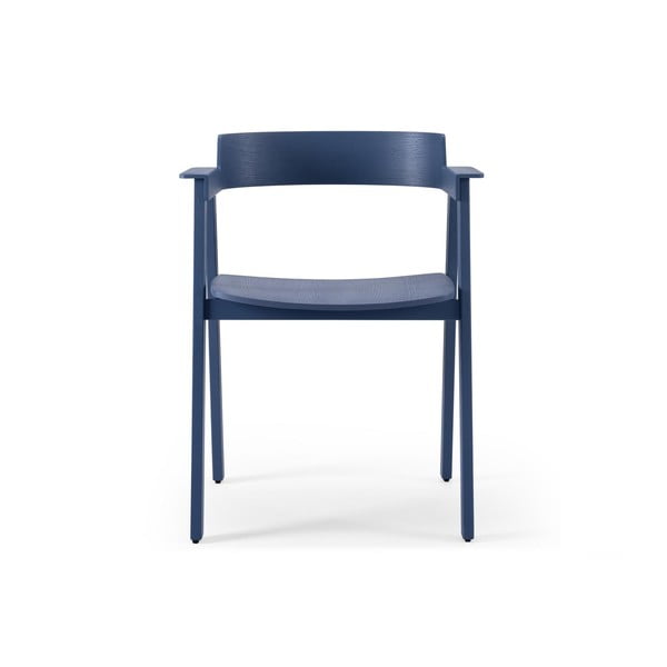 Modrá jedálenská stolička s podrúčkami z dubového dreva Flip – Gazzda-image-2